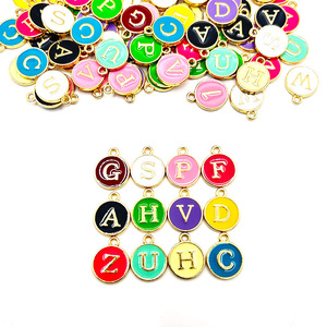 Round Double Sided Dripping <b>Charms</b> With English Letters And Numbers 0 9 For DIY Jewelry <b>Bracelets</b> Necklaces Pendants - Product Image 4