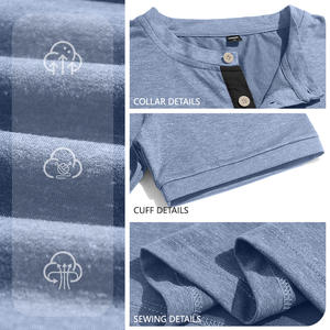 T-shirt unisexe d'été uni à col montant, manches courtes, tricot décontracté, en coton respirant, coupe classique, 200g, personnalisable - Product Image 3