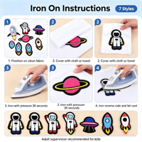 Lot de 7 écussons thermocollants sur le thème de l'espace pour vêtements, chapeaux, sacs, chaussettes, pour cadeaux DIY, activités commerciales, décoration, uniformes