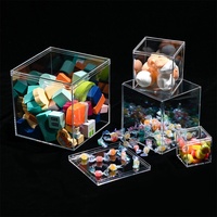 Boîte de rangement transparente anti-poussière en plastique alimentaire de qualité alimentaire, épaisseur 2 mm, petite, carrée, avec couvercle, boîte à bonbons en PS