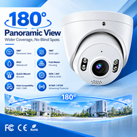 Caméra IP dôme PoE panoramique 180 degrés avec objectif fisheye 1,7 mm 8MP 4K, double éclairage, boîtier tout métal IP67 étanche, compatible NVR VMS