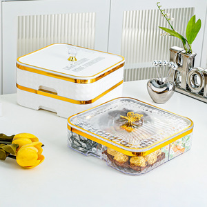 Plateau de fruits ménage salon Table basse 2023 nouveau stockage multicouche de luxe léger haut de gamme de bonbons - Product Image 1