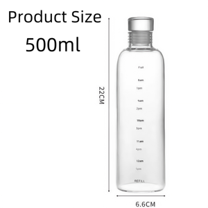 Daji Hydro tùy chỉnh 500ml Borosilicate chai nước thủy tinh chống rò rỉ nắp thủy tinh thời gian đánh dấu nhắc nhở thiết kế đơn giản cho cắm trại - Product Image 3