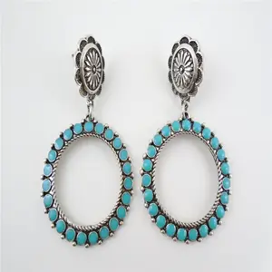 Customize High Quality earring jewelry of blue turquoise enamel earring