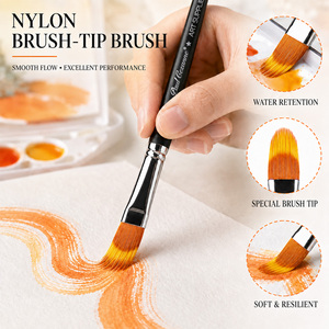 Juego de 5 pinceles de doble capa Paul Cézanne, pinceles profesionales de nailon tipo filbert <span class=keywords><strong>con</strong></span> mango de madera para pintura <span class=keywords><strong>con</strong></span> textura única - Product Image 2