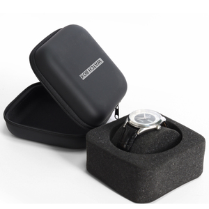 Boîte d'emballage pour montre avec fermeture éclair intelligente, boîte de rangement pour montre-bracelet, séparateurs amovibles, prix d'usine, logo personnalisé, étuis noirs, OEM - Product Image 2