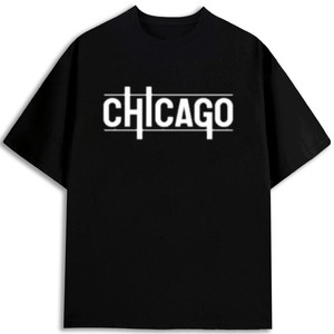Camiseta Estampada Chicago para Hombre, 100% Algodón, Corte Regular, Cuello Redondo, 180GSM, Envío desde Almacén en EE. UU. - Product Image 1