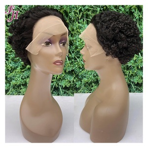FH 13x4 Perruques Pixie Lace transparentes pré-plumées Perruque Pixie Lace Front Pixie avec petit nœud d'<span class=keywords><strong>oreille</strong></span> à <span class=keywords><strong>oreille</strong></span> Perruques <span class=keywords><strong>de</strong></span> cheveux humains coupe Pixie - Product Image 1