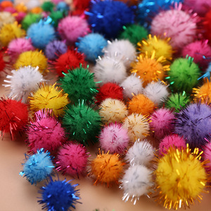 Polypropylene Christmas <b>Pom</b> <b>Pom</b> Tinsel Balls Glitter Fluffy Craft Making Decorations <b>White</b> Green Red Pompom with Glitter - Product Image 5