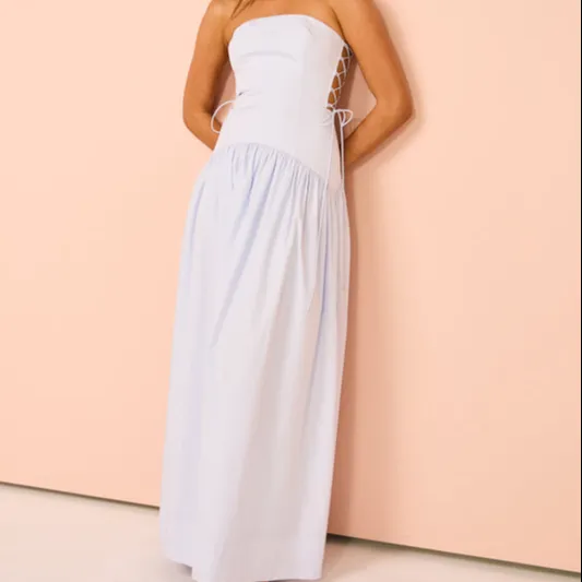 Bettergirl 2024 New Design Customize Off Shoulder Bustier Lace Up 100% Cotton Women Maxi Bridesmaid Dresses
