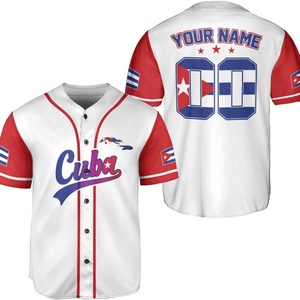 Camiseta de Béisbol de Cuba Personalizada con Logotipo, Bandera de Cuba, Camiseta Cubana Unisex de Manga Corta, Spandex/Algodón, Absorbe la Humedad, Anti-UV - Product Image 1
