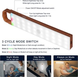 Luz LED con Sensor de Movimiento para Debajo del Gabinete, 2 Colores, Magnética, Recargable, Luces Inalámbricas para Debajo del Mostrador, Luz Nocturna - Product Image 3