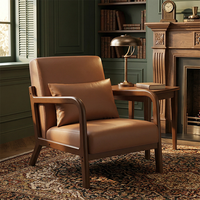 Fauteuil de salon moderne rétro de style mid-century, éco-responsable, avec base en bois massif, tissu luxueux, ergonomique, pour la maison, le bureau, la salle à manger, la chambre à coucher