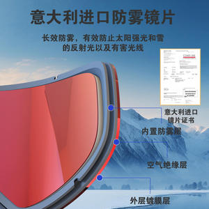 แว่นตาสกีเด็กทรงปลาวาฬ ป้องกันลมสองชั้น ป้องกันฝ้า วัสดุ PC สำหรับกีฬากลางแจ้งในฤดูหนาว ผลิตที่เซินเจิ้น - Product Image 4