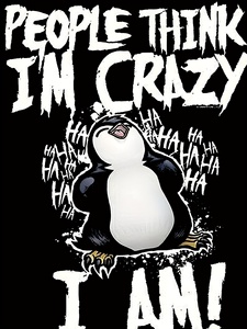 Camiseta de manga corta con estampado 3D de talla grande para hombre Bold 'People Think I'm Crazy 'Graphic Cartoon Penguin Design Loose Knitted - Product Image 5