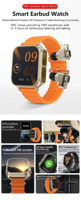 Reloj Inteligente N22 con Llamadas por BT, Auriculares Intrauditivos 2 en 1, Monitoreo de Salud NFC, Reloj Deportivo Ultra Resistente al Agua, Auriculares con Estándar IP67