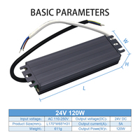 24 V 120 W Étanche IP67 Électronique LED Commutateur D'entraînement Alimentation 110-250V AC à DC 24 Volt 120 Watt 5 Amp Transformateur Convertisseur