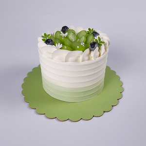 Plateau à gâteau rond à bords festonnés en carton rose et blanc, jetable, pour desserts, cadeaux et artisanat - Product Image 6