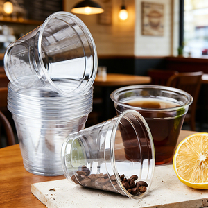 Party Plastic Wine <strong>Glasses</strong> Disposable Clear Juice Coffee Smoothie Cup Take Away PET Plastic Cup With Flat Dome Lid - Product Image 3