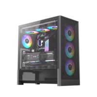 Boîtier PC Gaming Full Tower JNP Vérifié avec Fenêtre Latérale, Ports USB Frontaux EATX, Verre Trempé, Ventilateurs ARGB, Grille en Acier, Moule Exclusif