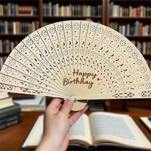 Personalized Sandalwood Folk Decor Wooden Fan Hand-Carved Gift for Valentine's Day Home Wood Crafts Wooden Boxes Wall Signs