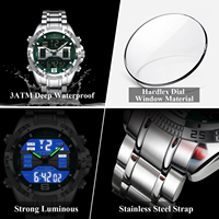 Jam Tangan Digital Poedagar Baru 3 ATM Tahan Air Multi Fungsi Layar Ganda Tali Baja Pria Montre Homme