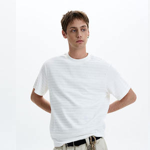 เสื้อยืดวินเทจผ้าถักลายสีทึบทำจากผ้าฝ้าย100% น้ำหนักมากแบบโอเวอร์ไซส์ออกแบบได้ตามต้องการ - Product Image 3