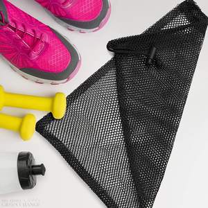 Homey ถุงตาข่ายไนลอนสีดำขนาดเล็กพร้อมเชือกรูดและซิปเป็นมิตรกับสิ่งแวดล้อม15X25ซม. - Product Image 5