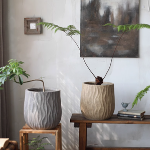 Arte a rayas, artículos de flores grandes Vintage, cielo Sur, bambú, árbol de limón, <span class=keywords><strong>maceta</strong></span> verde, decoración de tienda, <span class=keywords><strong>maceta</strong></span> de arcilla de magnesio - Product Image 1