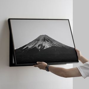 Toile encadrée du mont Fuji, peinture de paysage minimaliste pour la décoration de la maison, couverture de boîte électrique, impression horizontale à jet d'encre - Product Image 1