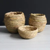 Nichoir en herbe naturelle tressée pour oiseaux, boîte de reproduction pour perroquets, abri solide et chaud pour toutes les saisons, idéal pour les canaris