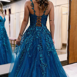 Abito da sera taglie forti abito da sera con scollo a V con spalline a spalline in Tulle abiti da ballo in Tulle - Product Image 3