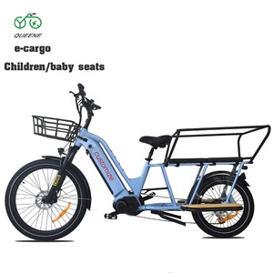 Vélo cargo électrique QUEENE Family à double batterie, moteur Bafang à longue portée, pneus larges, 500W 250W, vélos électriques EU, vélo électrique à pneus larges - Product Image 2
