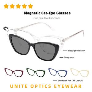 Usine nouveauté haute qualité femmes mode TR90 oeil de chat <span class=keywords><strong>lunettes</strong></span> optiques cadre <span class=keywords><strong>lunettes</strong></span> de Prescription avec Clip magnétique <span class=keywords><strong>sur</strong></span> - Product Image 2