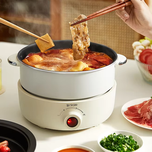 Ankale Energy Saver Pizza Grill Pan Round Home Skillet eléctrico Pan-frito Steak Pot 3L Ollas <span class=keywords><strong>de</strong></span> cocina dobles para electrodomésticos <span class=keywords><strong>de</strong></span> cocina. - Product Image 1