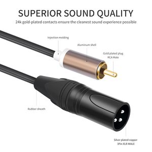 Usine personnalisée double RCA mâle à double XLR mâle câble Audio Hi-Fi amplificateur blindé OFC mélangeur câble adaptateur <span class=keywords><strong>de</strong></span> connexion Audio - Product Image 3