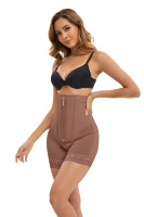 Short d'entraînement de taille pour femme Short de contrôle du ventre Shapewear Panty Respirant Butt Lifter Dentelle Décoration