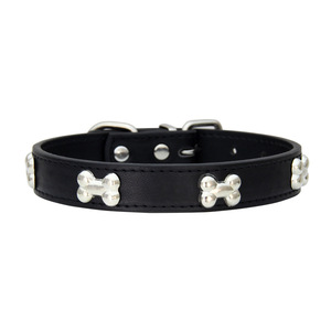 <span class=keywords><strong>Collar</strong></span> de hueso de cuero PU ajustable para perros Suministros para mascotas al por mayor transfronterizos - Product Image 1