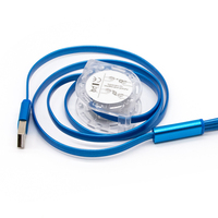Câble plat USB TPE rétractable 3-en-1 à charge rapide avec logo personnalisé 1M, cadeau promotionnel pour iPhone Android Type-C Micro