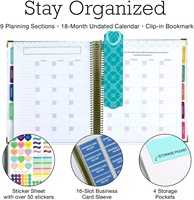 Cuaderno Personalizado con Pestañas, Tapa Dura Espiral, Agenda Diaria, Semanal y Mensual, Suministros de Diario para Oficina y Escuela
