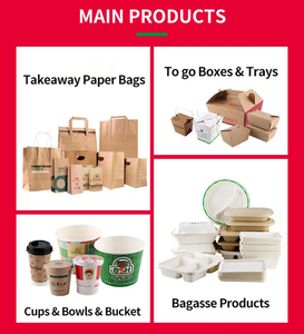 Logo personnalisé marron sac de livraison poignée plate pour pique-nique <span class=keywords><strong>camping</strong></span> à emporter restaurant sac en papier kraft à emporter avec poignée découpée - Product Image 5