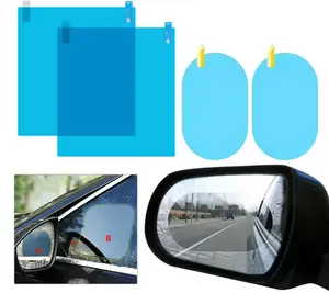 Película antiniebla a prueba de lluvia para espejo retrovisor de coche, Pegatinas transparentes para ventana impermeables, película antiniebla, antilluvia