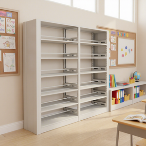 Étagère de bibliothèque en acier métallique moderne, meuble de rangement modulaire double face pour logement du personnel, certifié CE - Product Image 4