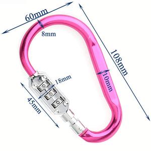 Mousqueton en forme de D avec cadenas à combinaison à 3 chiffres réinitialisable sans clé pour sac, sac à dos, casque, panier de vélo, antivol - Product Image 4