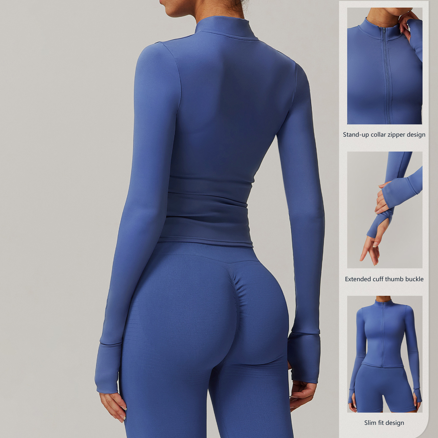 Y-CX6116 DTL Breathable Quick-drying Long-sleeved Yoga Suit for Women Nude Fitness Training Wear Zipper Tight Sports Top