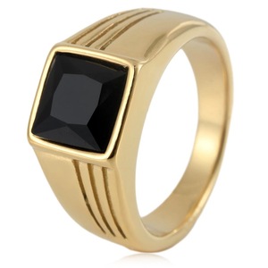 yunnique Geometric Red Gemstone <b>Titanium</b> Steel <b>Ring</b> Bezel Setting Unisex Wedding Gift Jewelry - Product Image 4