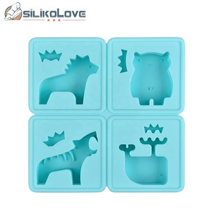 Multi-shaped silicone molds for making <b>soap</b>, wax, ice cubes, etc. in the shapes of tiger, bear, whale, and horse - Product Image 3