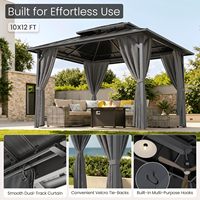 Gazebo 10x12 avec structure en fer robuste, toit double, pavillon extérieur avec moustiquaire respirante pour jardin