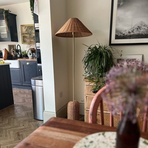 Rattan Floor Lamp Brown Shade <b>Pull</b> String Switch Energy Saving <b>Light</b> Home Use - Product Image 5