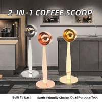 NEWELL Cuillères à café modernes 2 en 1 en acier inoxydable, cuillère à mesurer, cuillère à café à fond pressé, presse à grains de café